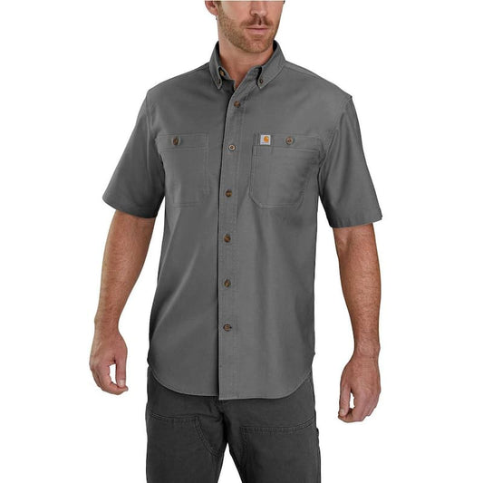 Men's Large Gravel Cotton/Spandex Rugged Flex Rigby Short Sleeve Work Shirt