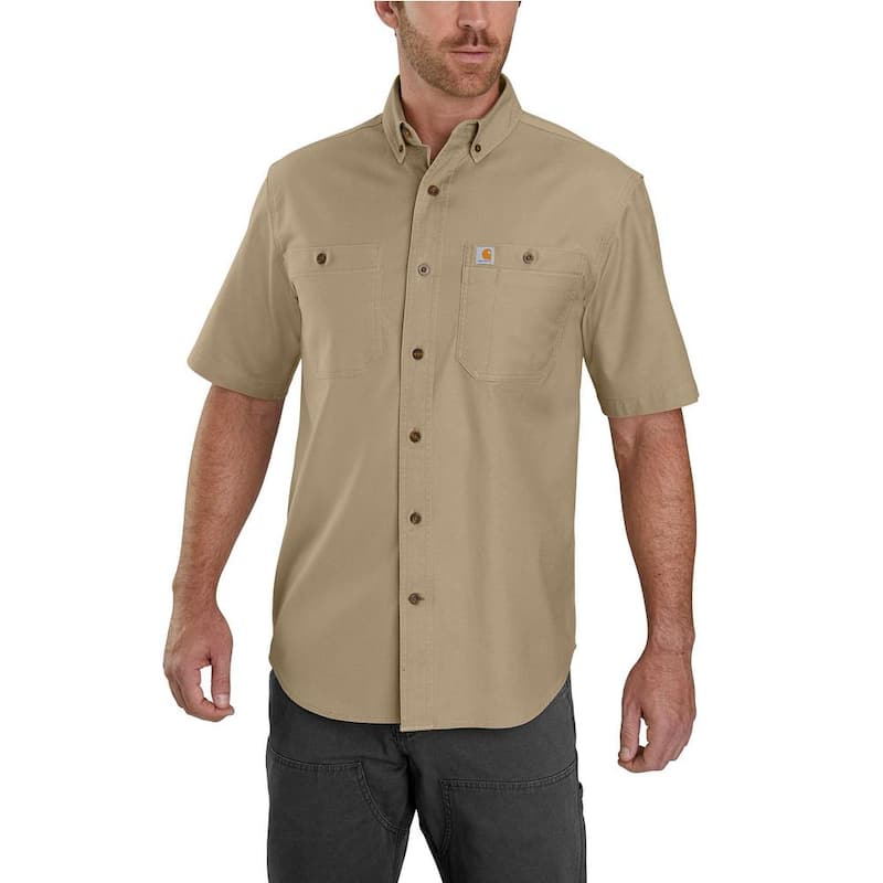 Men's 3X-Large Dark Khaki Cotton/Spandex Rugged Flex Rigby Short Sleeve Work Shirt