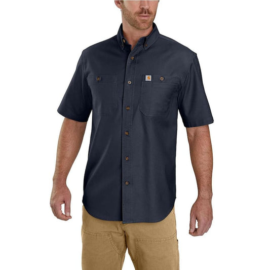 Men's 2X-Large Navy Cotton/Spandex Rugged Flex Rigby Short Sleeve Work Shirt