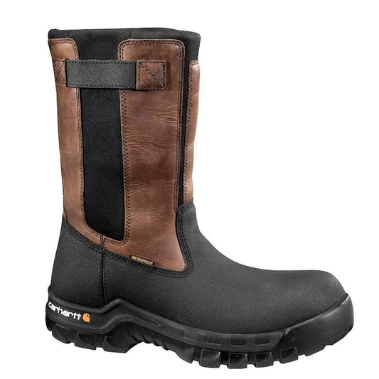 Men's Rugged Flex Waterproof Wellington Work Boots - Composite Toe - Brown Size 8.5(M)