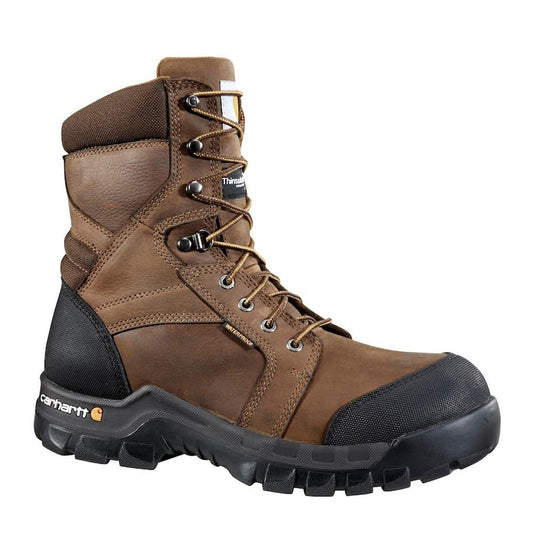 Men's Rugged Flex Waterproof 8'' Work Boots - Composite Toe - Brown Size 8.5(W)