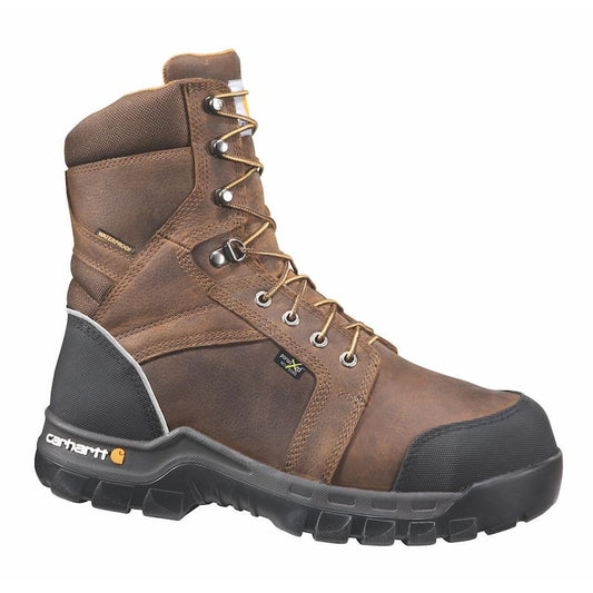 Men's Rugged Flex Waterproof 8'' Work Boots - Composite Toe - Brown Size 8(M)