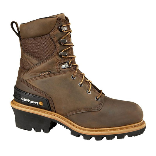 Men's Woodworks Waterproof 8'' Work Boots - Composite Toe - Brown Size 8.5(M)