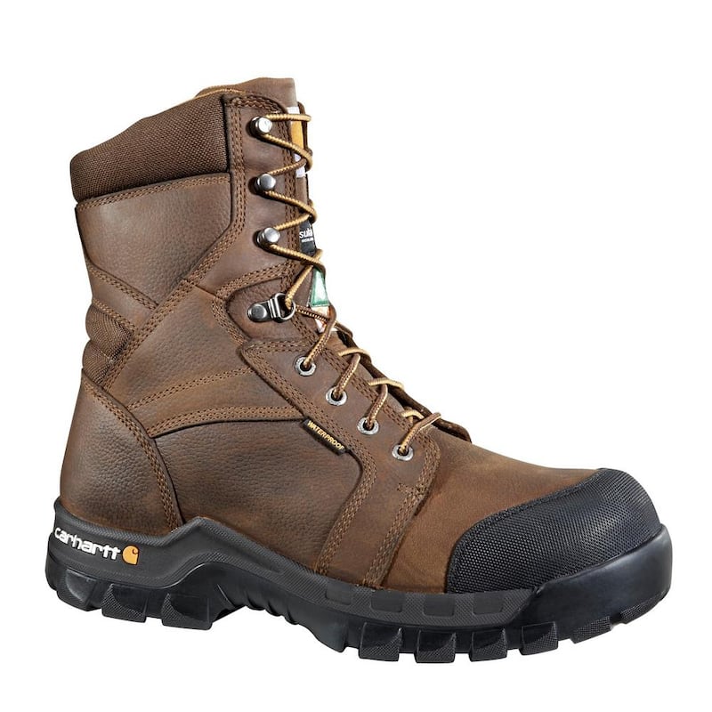 Men's Rugged Flex Waterproof 8'' Work Boots - Composite Toe - Brown Size 8(W)