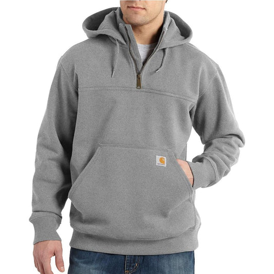 Men's XX-Large Heather Gray Cotton/Polyester Rain Defender Paxton Heavyweight Hooded Zip Mock Sweatshirt