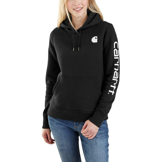 Women's Small Black Cotton/Polyester Clarksburg Sleeve Logo Hooded Sweatshirt