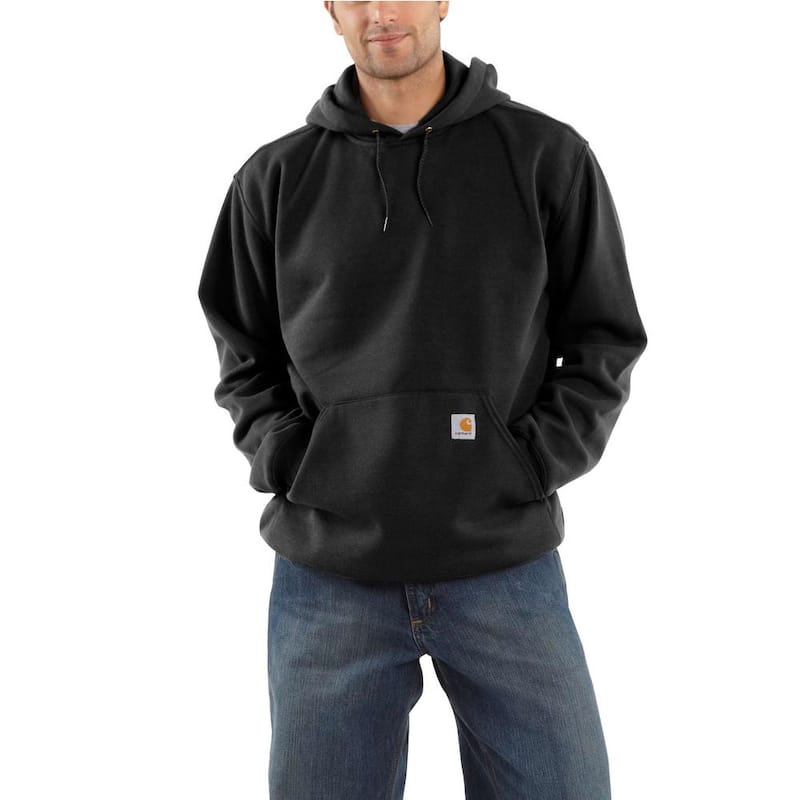 Men's Extra Large Black 50% Cotton/50% Polyester Midweight Sweatshirt Hooded Pullover Original Fit