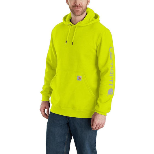 Men's X-Large Brite Lime Cotton/Polyster Loose Fit Mid-Weight Logo Sleeve Graphic Sweatshirt