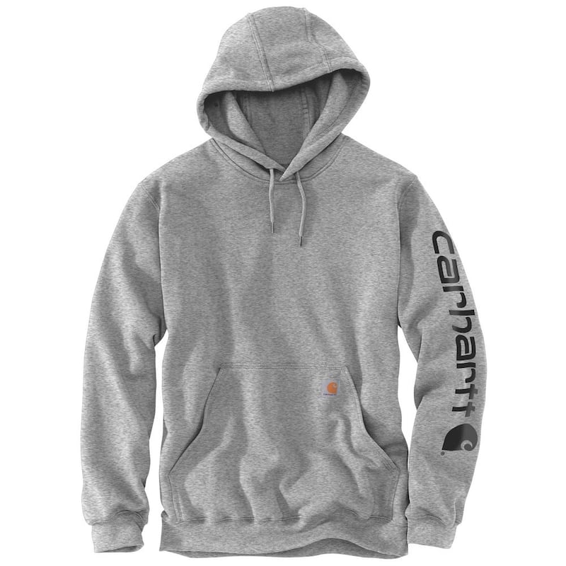 Men's Tall XX-Large Heather Gray/Black Cotton/Polyester Midweight Signature Sleeve Logo Sweatshirt Hooded