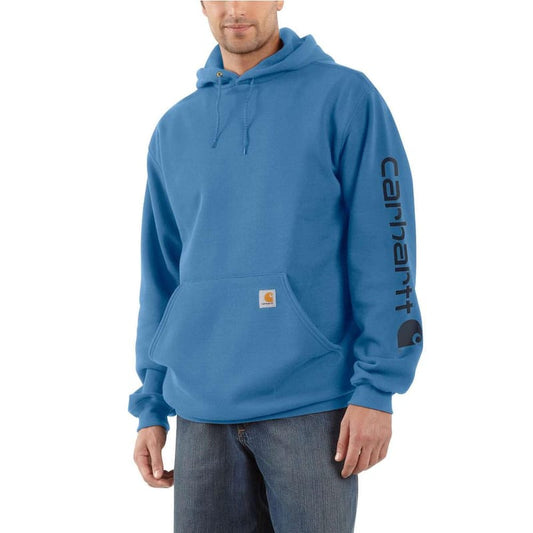 Men's Medium French Blue Cotton/Polyester Midweight Hooded Logo Sweatshirt