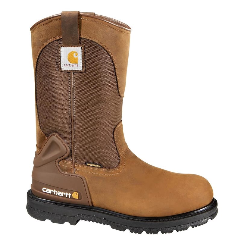 Men's Core Waterproof Wellington Work Boots - Steel Toe - Brown Size 9.5(M)