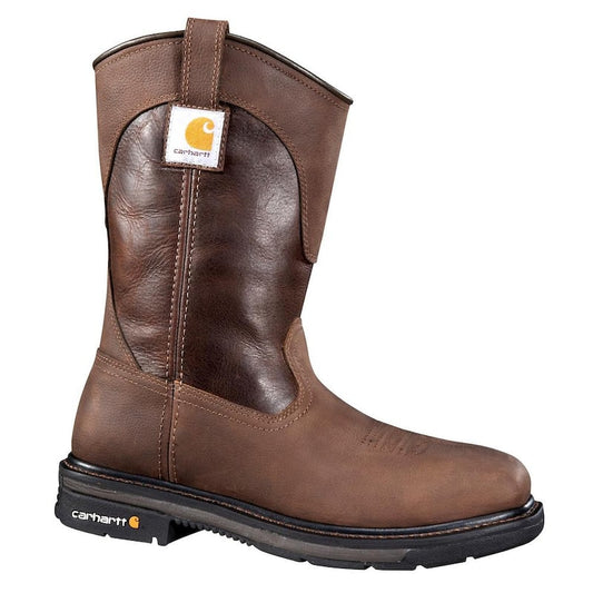 Men's Rugged Flex Wellington Work Boots - Steel Toe - Brown Size 8(M)