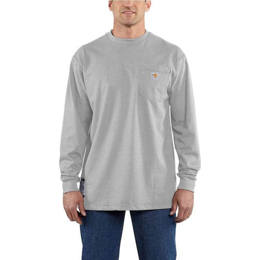 Men's Regular X-Large Light Gray FR Force Cotton Long Sleeve T-Shirt