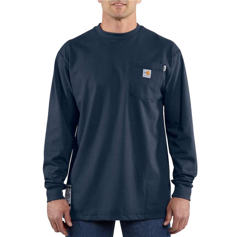 Men's Tall 3X-Large Dark Navy FR Force Cotton Long Sleeve T-Shirt