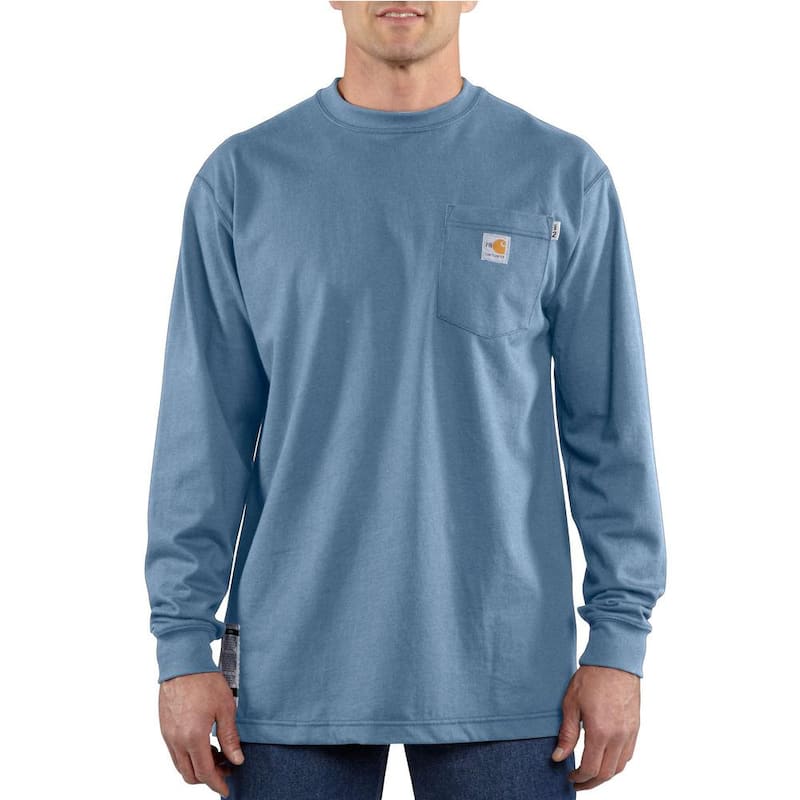 Men's Regular Large Medium Blue FR Force Cotton Long Sleeve T-Shirt