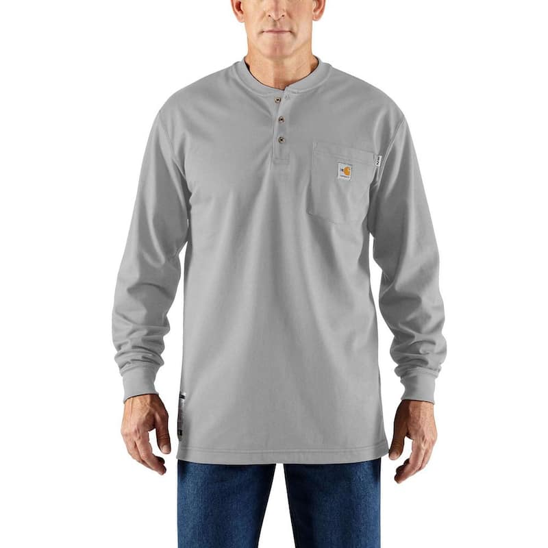 Men's Regular 3X-Large Light Gray FR Force Cotton Long Sleeve Henley