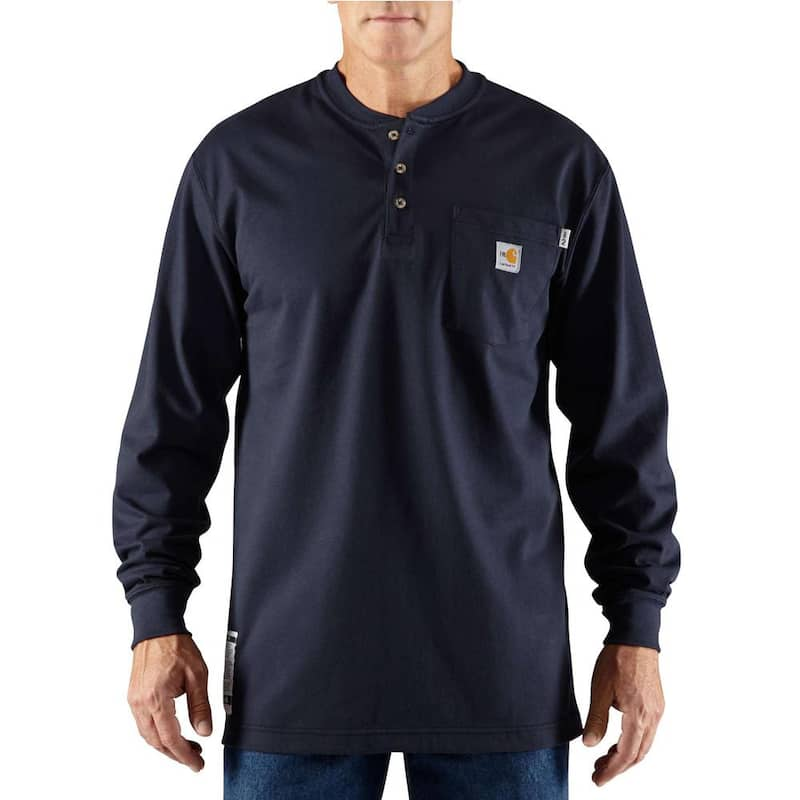 Men's Regular 2X-Large Dark Navy FR Force Cotton Long Sleeve Henley