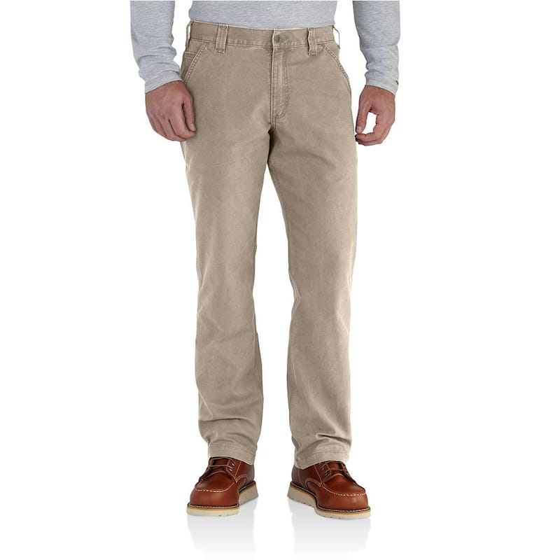 Men's 34 in. x 28 in. Tan Cotton/Spandex Rugged Flex Rigby Dungaree Pant