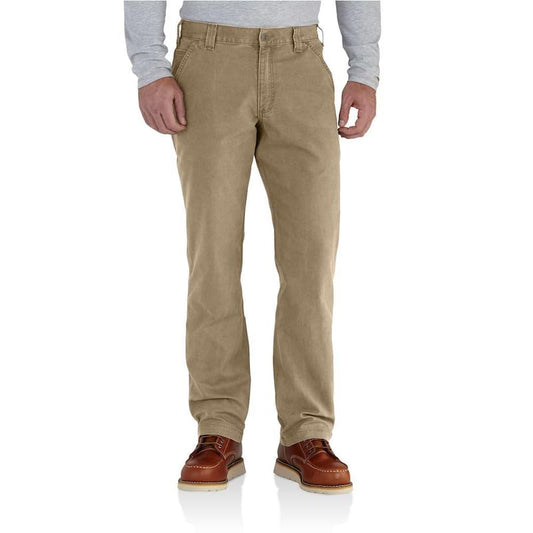 Men's 31 in. x 30 in. Dark Khaki Cotton/Spandex Rugged Flex Rigby Dungaree Pant