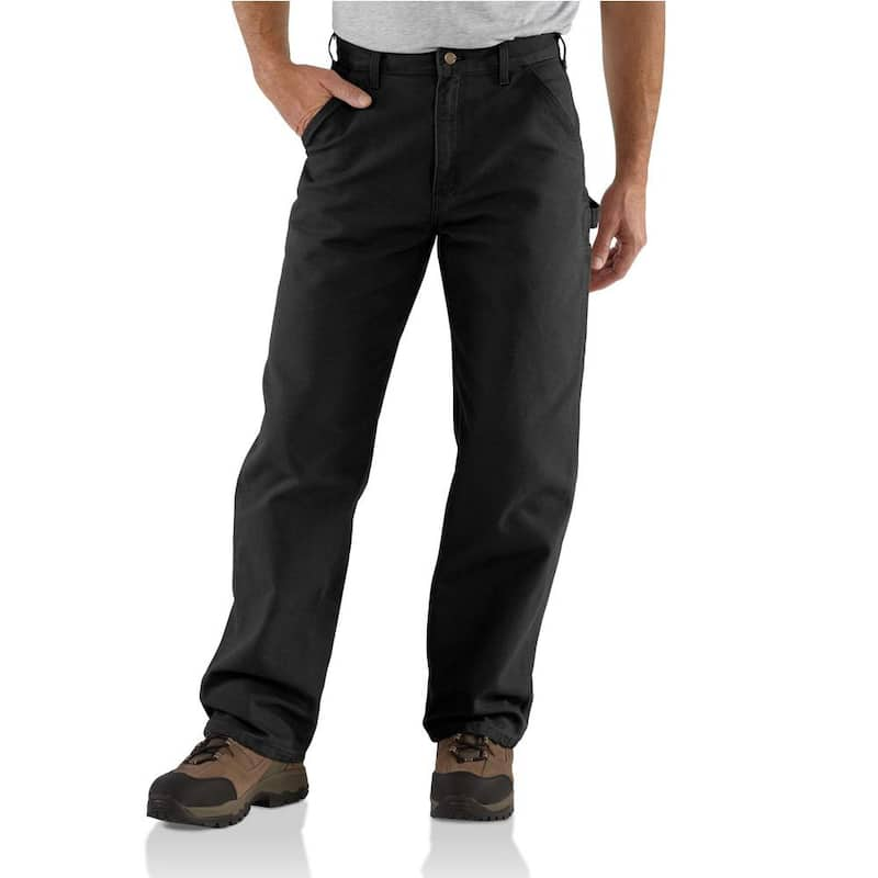 Men's 34 in. x 34 in. Black Cotton Washed Duck Work Dungaree Utility Pant