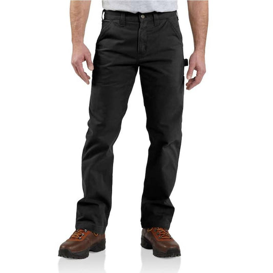 Men's 35 in. x 30 in. Black Cotton Washed Twill Dungaree Relaxed Fit Pant