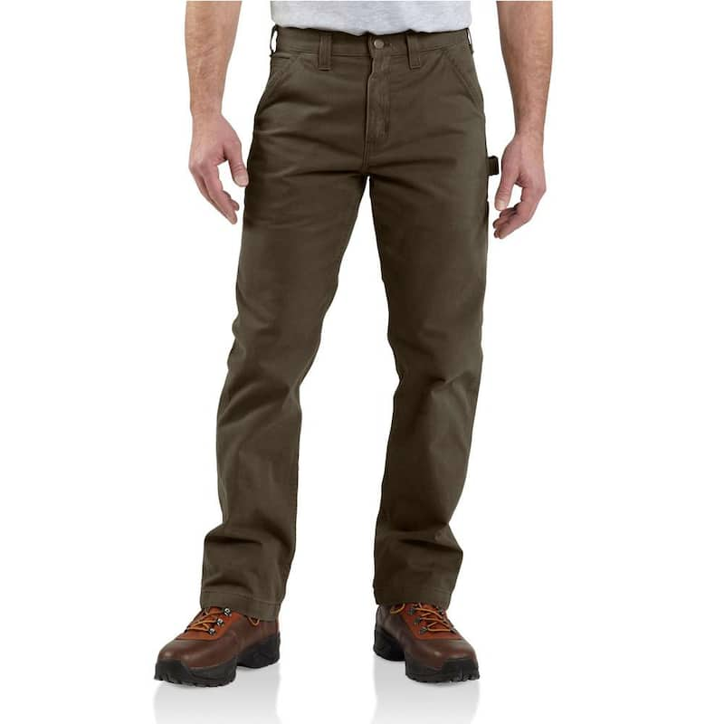 Men's 35 in. x 30 in. Dark Coffee Cotton Washed Twill Dungaree Relaxed Fit Pant