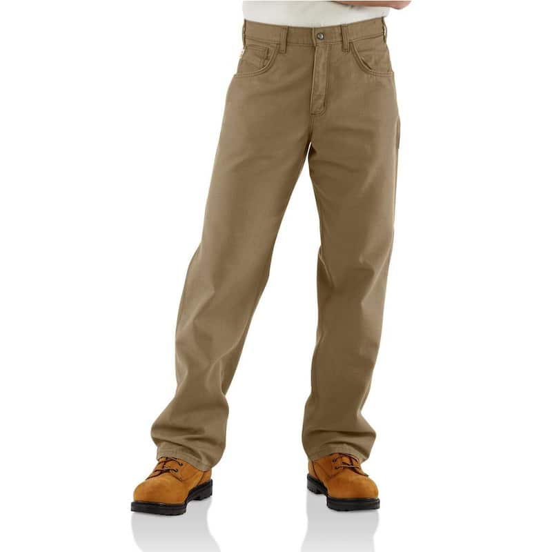 Men's 30 in. x 34 in. Golden Khaki FR Canvas Pant