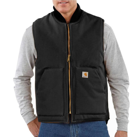 Men's X-Large Black Cotton Duck Vest Arctic Quilt Lined