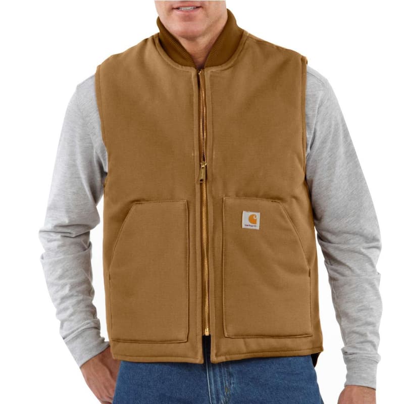 Men's Small Brown Cotton Duck Vest Arctic Quilt Lined