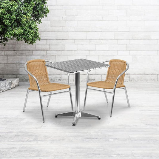 Gray 3-Piece Metal Square Outdoor Bistro Set