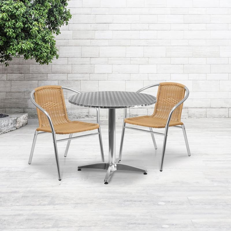 Gray 3-Piece Metal Round Outdoor Bistro Set