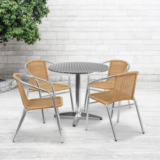 Gray 5-Piece Metal Round Outdoor Bistro Set