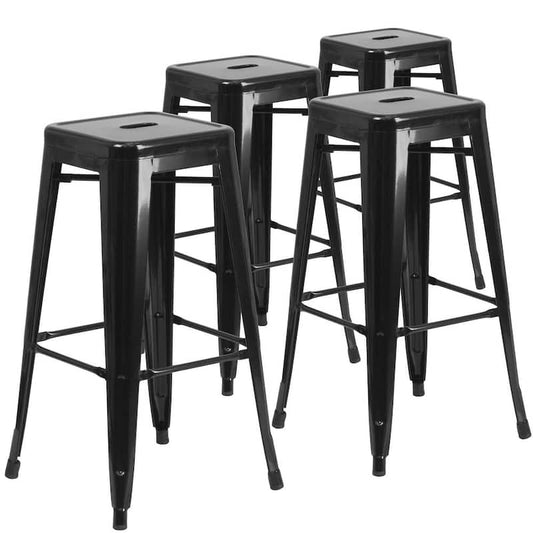 Stackable Metal Outdoor Bar Stool (4-Pack)