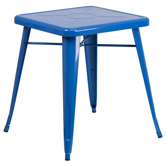 Blue Square Metal Outdoor Bistro Table