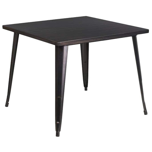 Black-Antique Gold Square Metal Outdoor Bistro Table