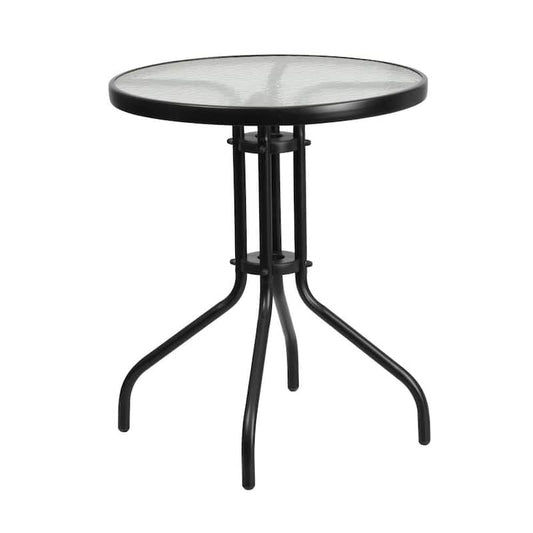 Clear/Black Round Metal Outdoor Bistro Table