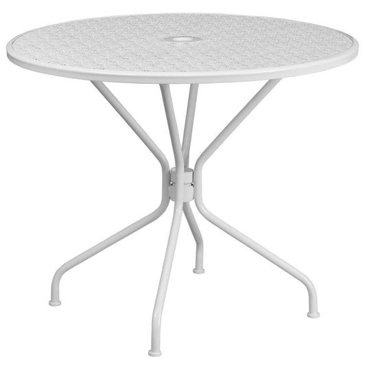 White Round Metal Outdoor Bistro Table