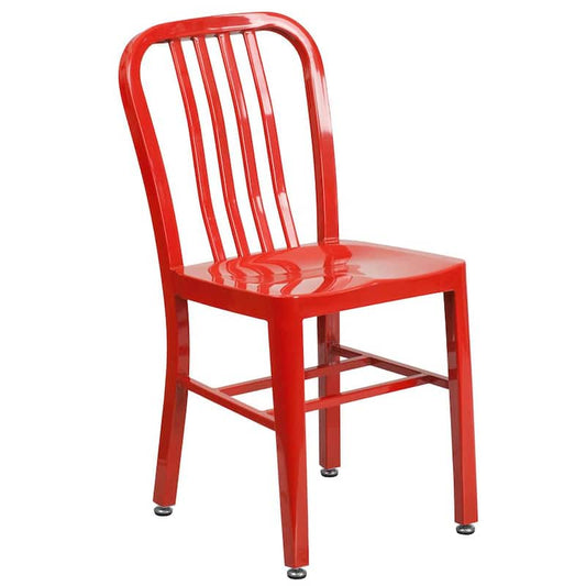 Metal Outdoor Dining Chair in Red