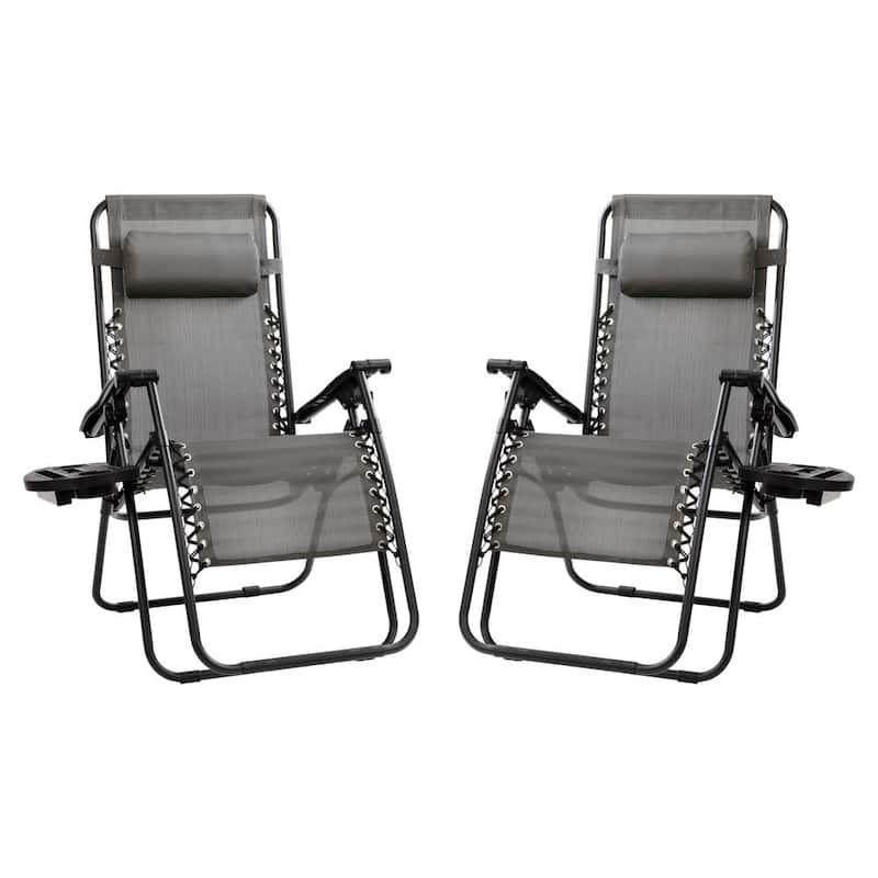 Gray Adjustable Folding Mesh Zero Gravity Sling Chair (2-Pack)