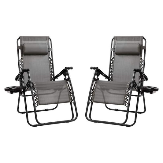 Gray Adjustable Folding Mesh Zero Gravity Sling Chair (2-Pack)