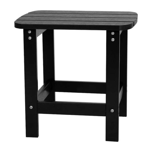 Black Faux Wood Resin Rectangle Outdoor Side Table