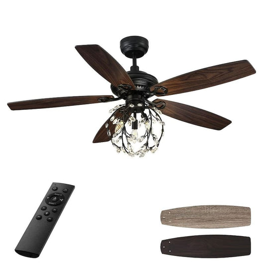 Henderson 52 in. LED Indoor Black DC Motor Chandelier Ceiling Fan with Light Kit and Remote Control