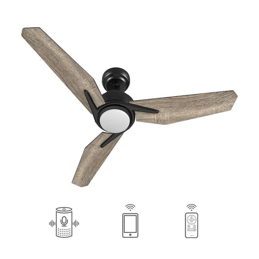 Tilbury 48 in. Integrated LED Indoor/Outdoor Black Smart Ceiling Fan with Light and Remote, Works with Alexa/Google Home