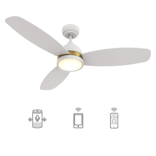 Biscay 48 in. Dimmable LED Indoor/Outdoor White Smart Ceiling Fan with Light and Remote, Works with Alexa/Google Home