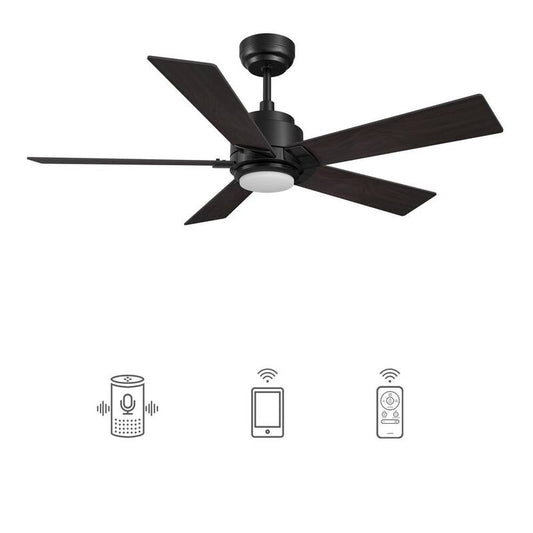 Aspen 48 in. Dimmable LED Indoor/Outdoor Black Smart Ceiling Fan with Light and Remote, Works with Alexa/Google Home