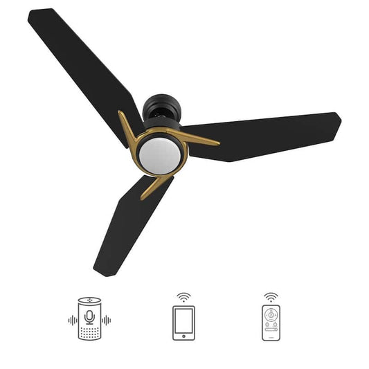 Tilbury 52 in. Integrated LED Indoor/Outdoor Black Smart Ceiling Fan with Light and Remote, Works with Alexa/Google Home