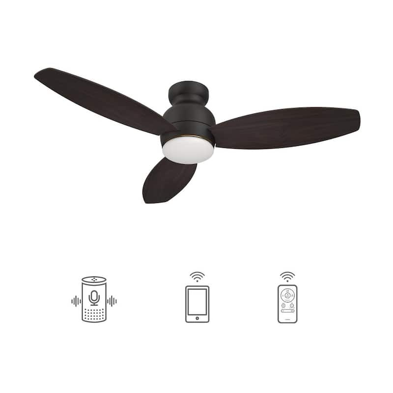 Trendsetter 52 in. Dimmable LED Indoor/Outdoor Black Smart Ceiling Fan with Light and Remote, Works w/Alexa/Google Home