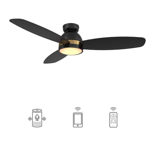 Biscay 52 in. Integrated LED Indoor/Outdoor Black Smart Ceiling Fan with Light and Remote, Works with Alexa/Google Home