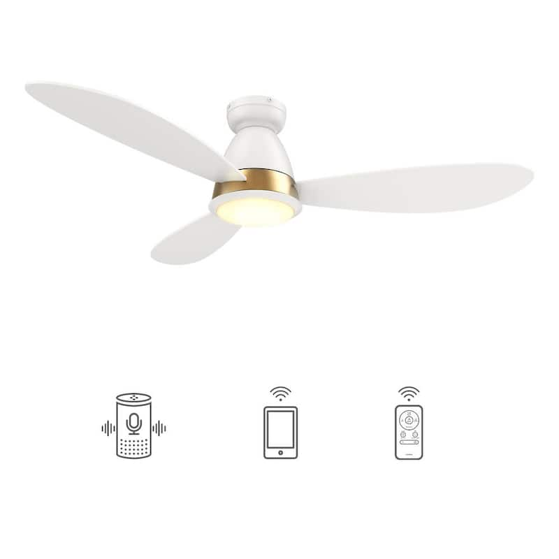 Fayette 52 in. Integrated LED Indoor/Outdoor White Smart Ceiling Fan with Light and Remote, Works with Alexa/Google Home