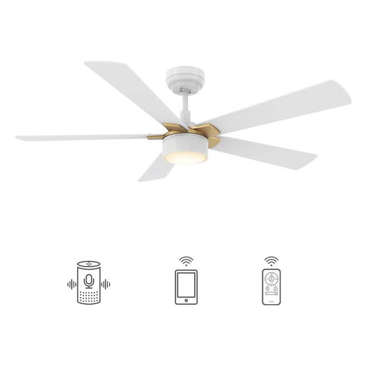 Granby 52 in. Integrated LED Indoor/Outdoor White Smart Ceiling Fan with Light and Remote, Works with Alexa/Google Home